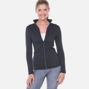 NEW $158 Prismsport Peplum Track Jacket - YOGA GYM FITNESS - Navy Blue